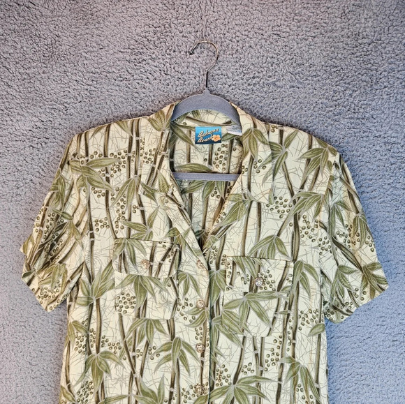 Bahama Beach Womens Bamboo Tropical Print Full Front Button Shirt Dress Sz M - Picture 2 of 13